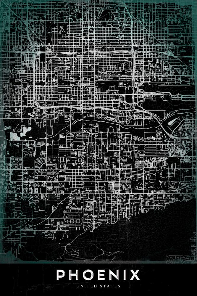 Phoenix Arizona Map by StudioSix — canvas wall art