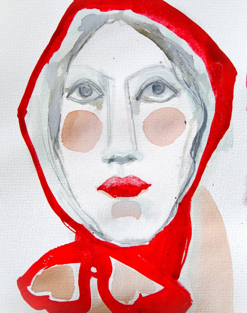 Woman In Red Hood by Doris Schmitz — canvas wall art