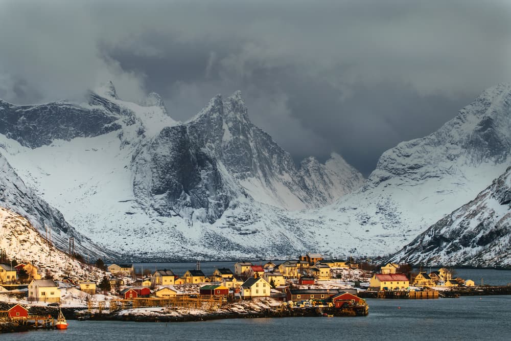 Snowy Fjord Village by 李从军 / Austin Li — canvas wall art