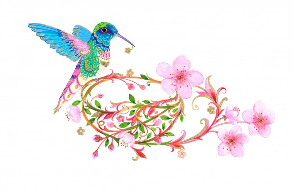Hummingbird and Blossom Nest by Isabelle Brent — canvas wall art