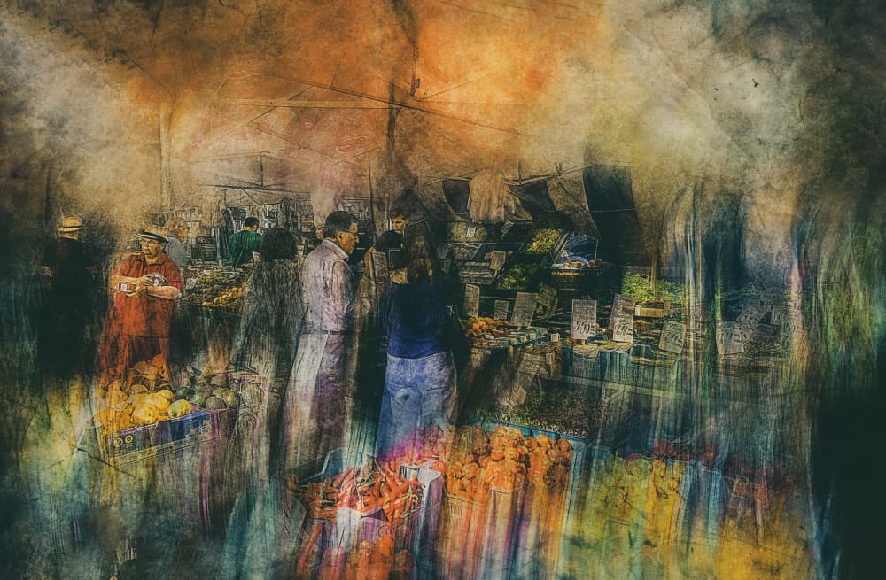 Vibrant Market Abstract by Jan van der Linden — canvas wall art