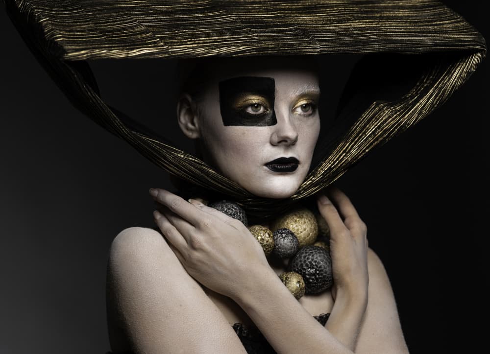 Gold Fashion Portrait by Moris Raskin — canvas wall art