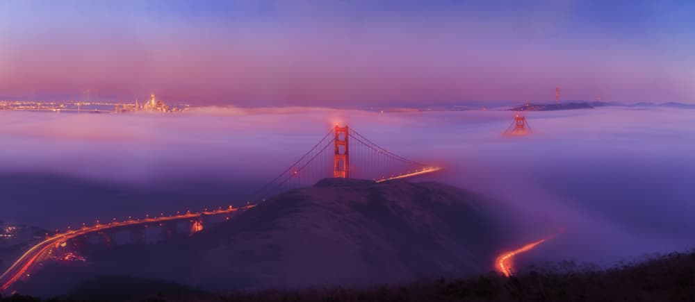 Golden Gate Twilight Fog by DonnaHom APA — canvas wall art
