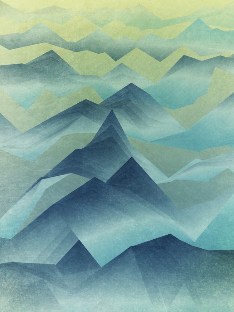Serene Geometric Mountains by Angelo Cerantola — canvas wall art