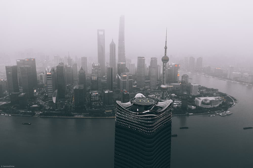 Misty Shanghai Skyline by Carmine Chiriacò — canvas wall art