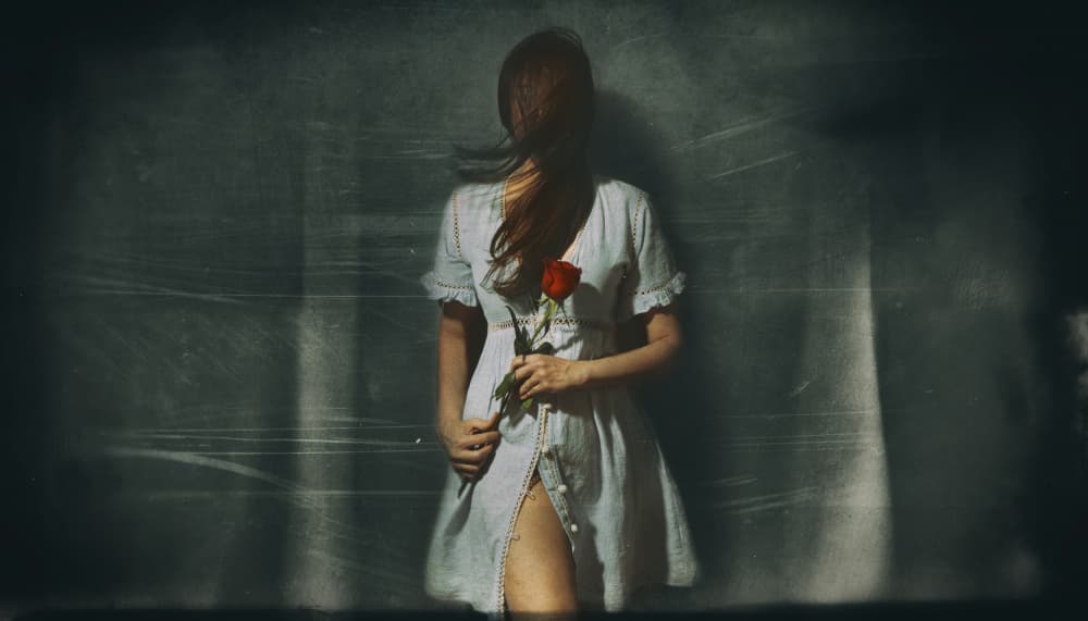 Mysterious Woman With Rose by Sherin.Abdou — canvas wall art
