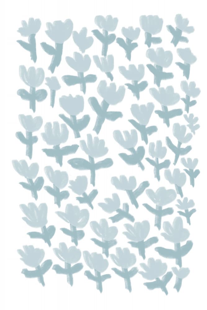 Gentle Blue Flowers by Melloi Art Prints — canvas wall art