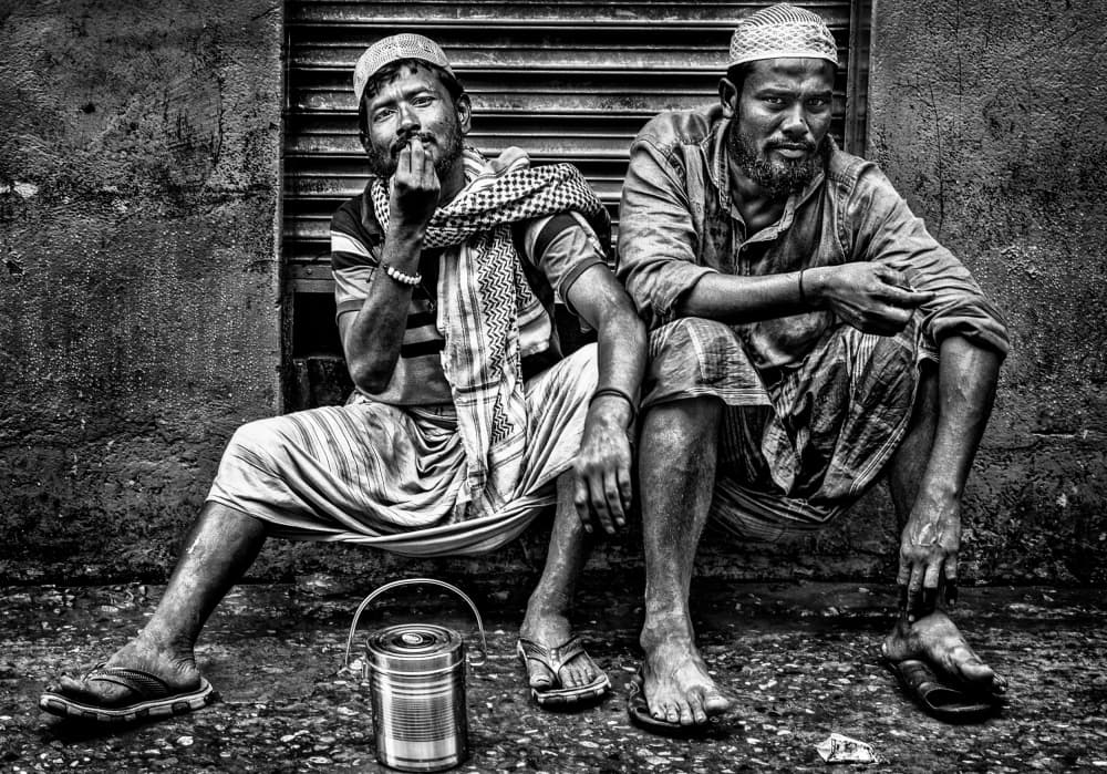 Two Men Street Portrait by Joxe Inazio Kuesta Garmendia — canvas wall art