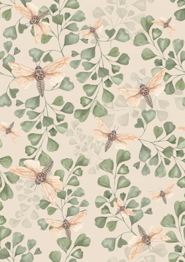Botanical Moth Pattern by Linda Sitniece — canvas wall art