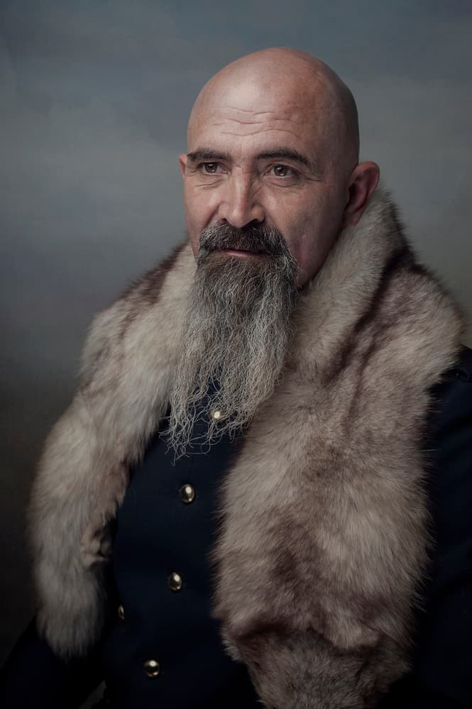 Regal Bearded Man Portrait by Monika Vanhercke — canvas wall art
