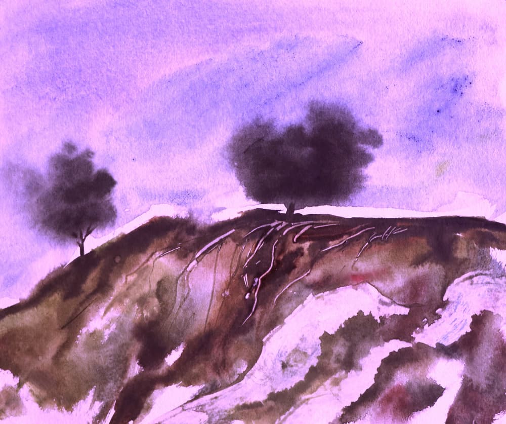 Purple Hillside Roots by Santhosh ch — canvas wall art