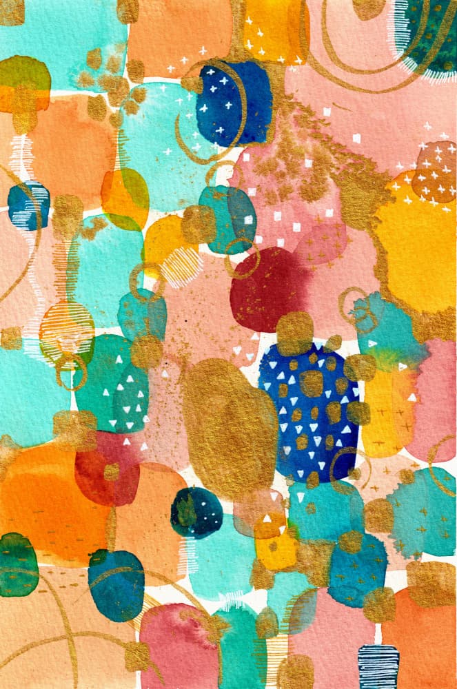 Colorful Abstract Gold Shapes by Camille Contini — canvas wall art