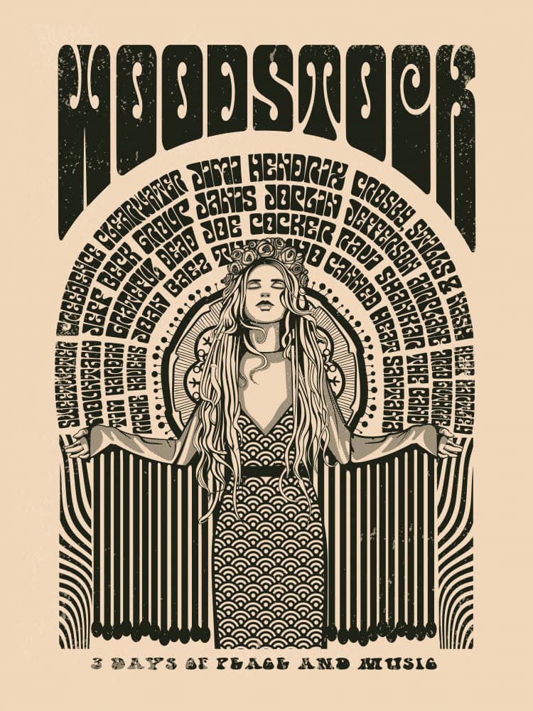 Psychedelic Festival Woman by Retrodrome — canvas wall art