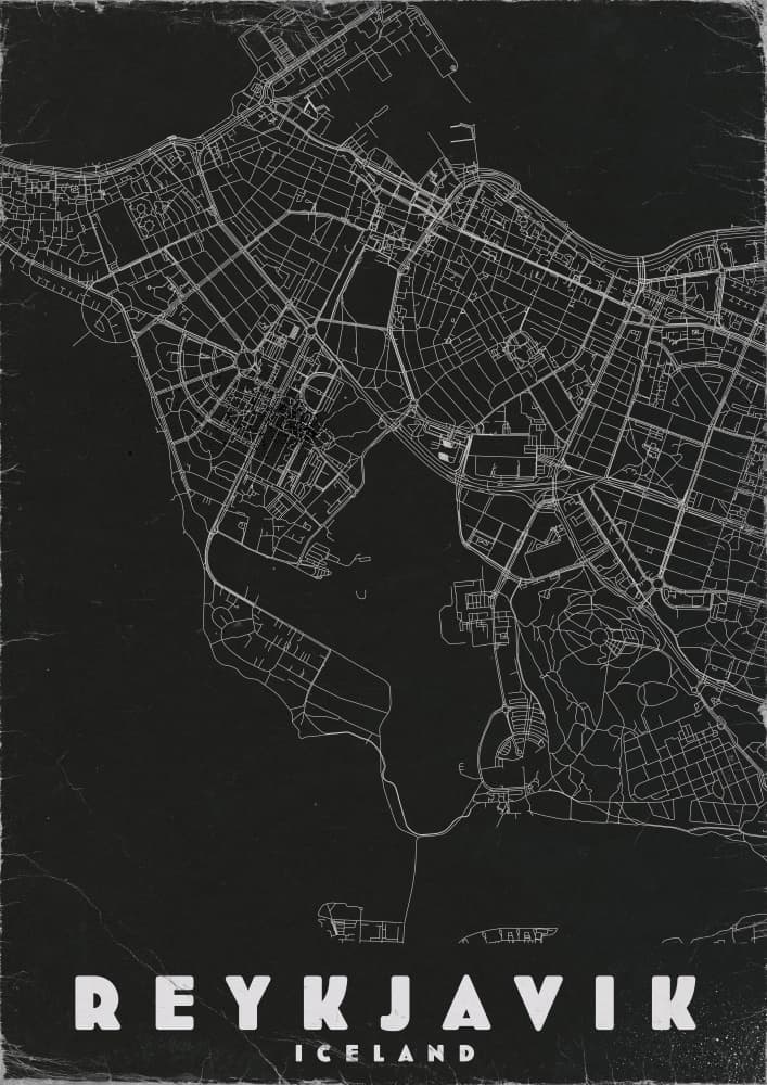 Reykjavik City Map by Nicholas — canvas wall art