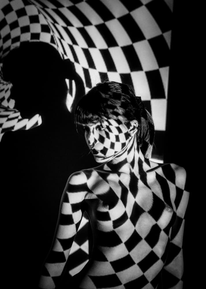 Checkered Body Illusion by ADIREK M — canvas wall art