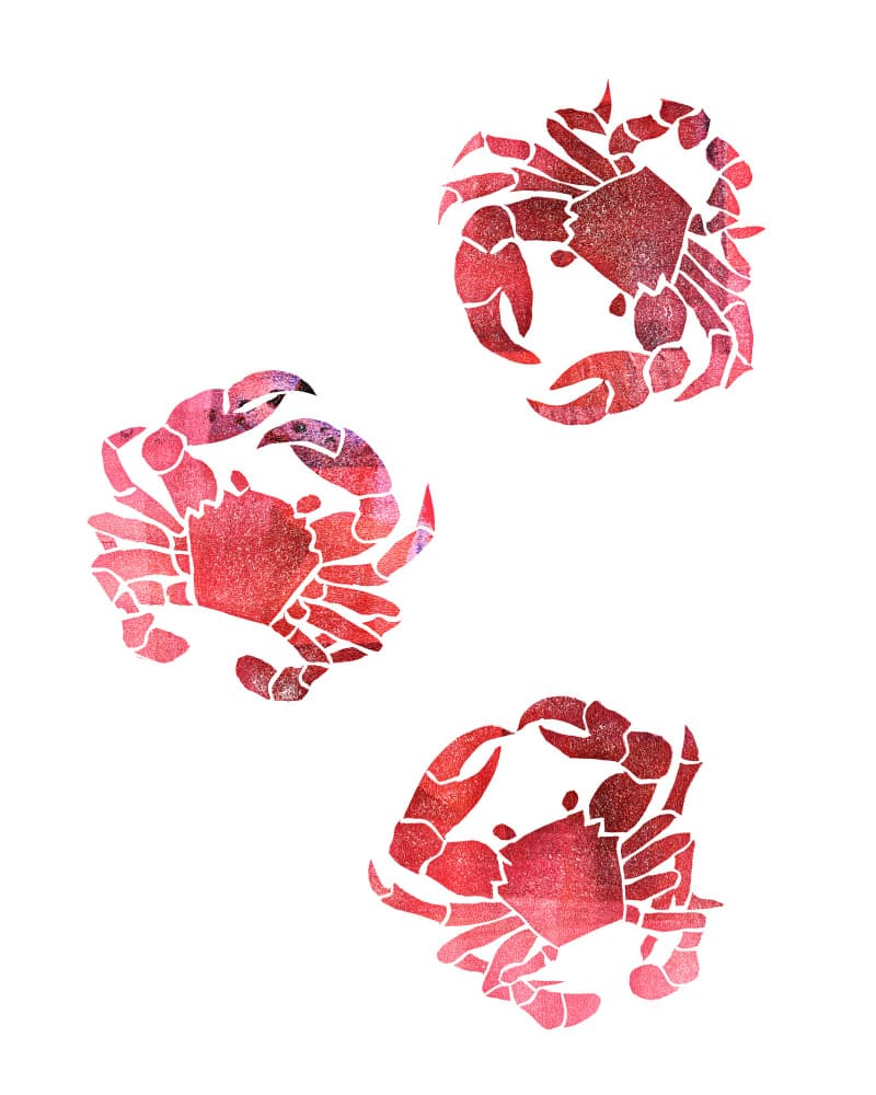 Red Watercolor Crabs by Melissa McKeagney — canvas wall art