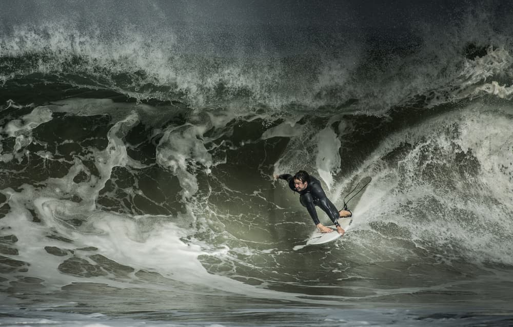 Surfer on Dark Wave by Eric Verbiest — canvas wall art
