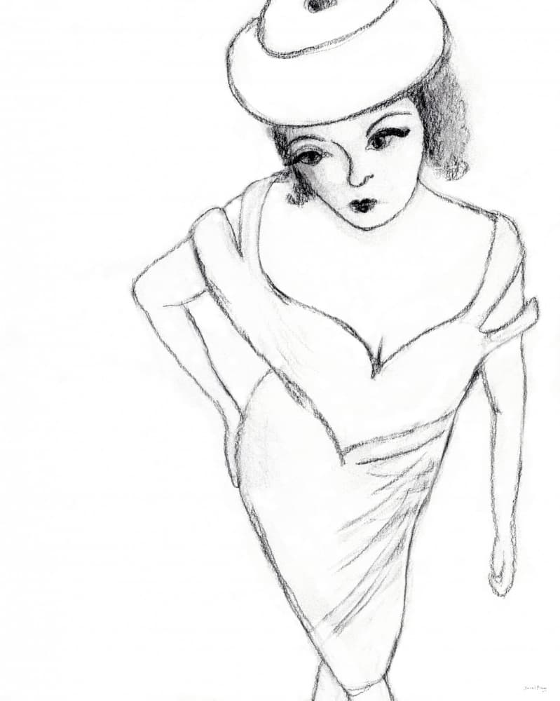 Elegant Woman Sketch by Janel Bragg — canvas wall art