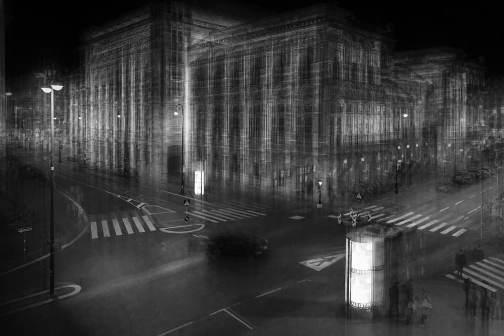 Urban Night Motion by Roswitha Schleicher-Schwarz — canvas wall art