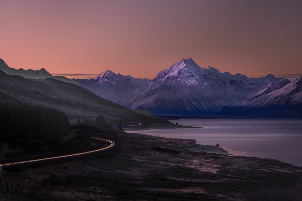 Alpine Peaks Twilight Road by Dennis Zhang — canvas wall art