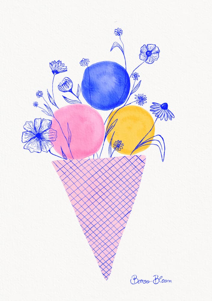 Colorful Floral Cone by Baroo Bloom — canvas wall art