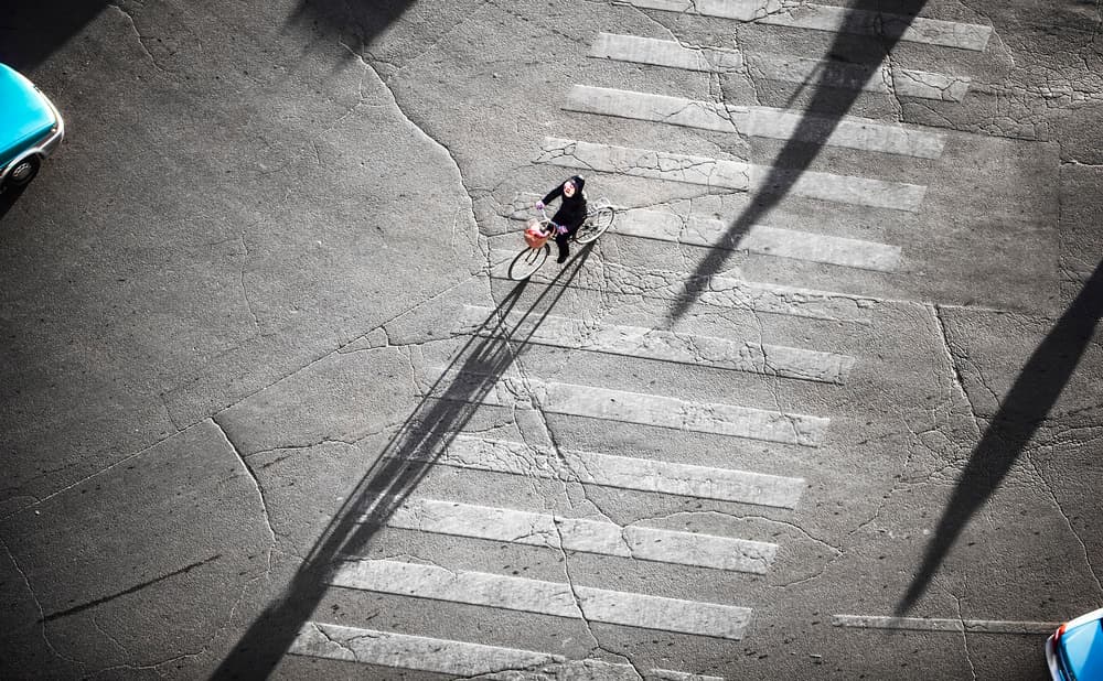 Overhead City Cyclist by Zhou Chengzhou — canvas wall art