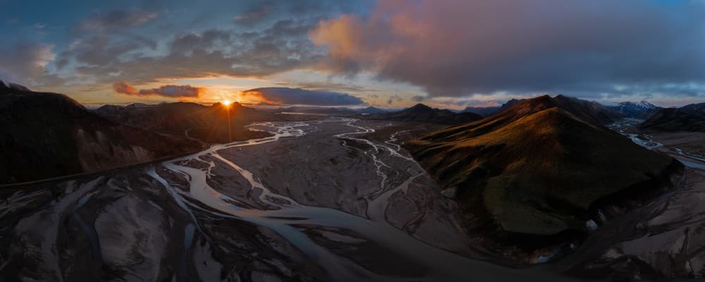 Braided River Sunset by John Fan — canvas wall art