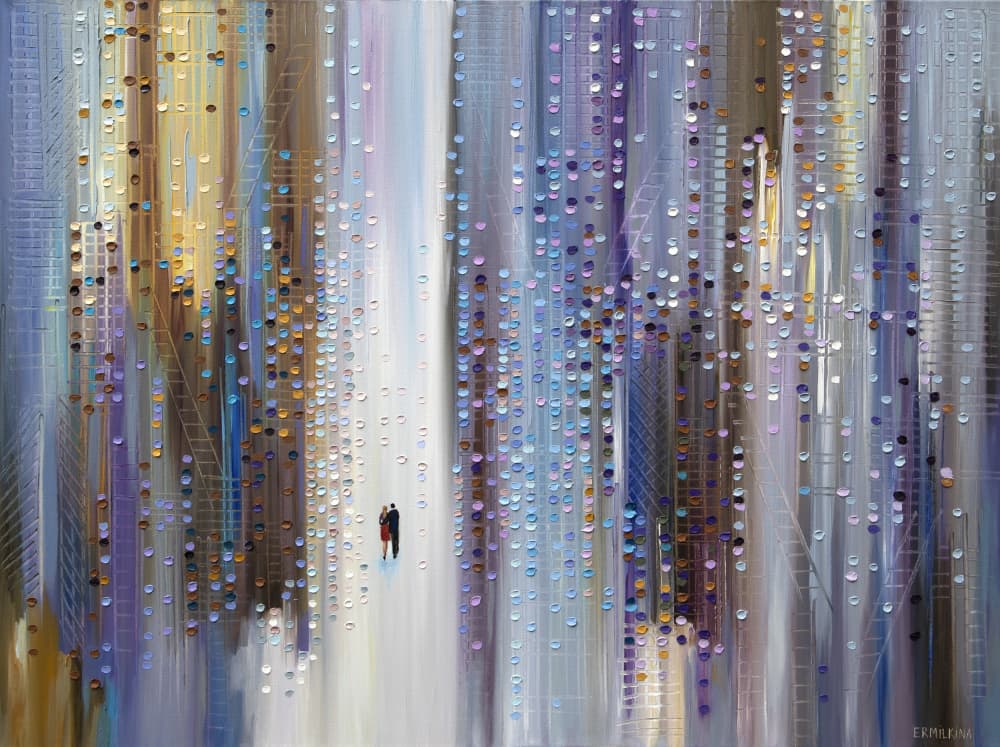 Romantic City Rain by Ekaterina Ermilkina — canvas wall art