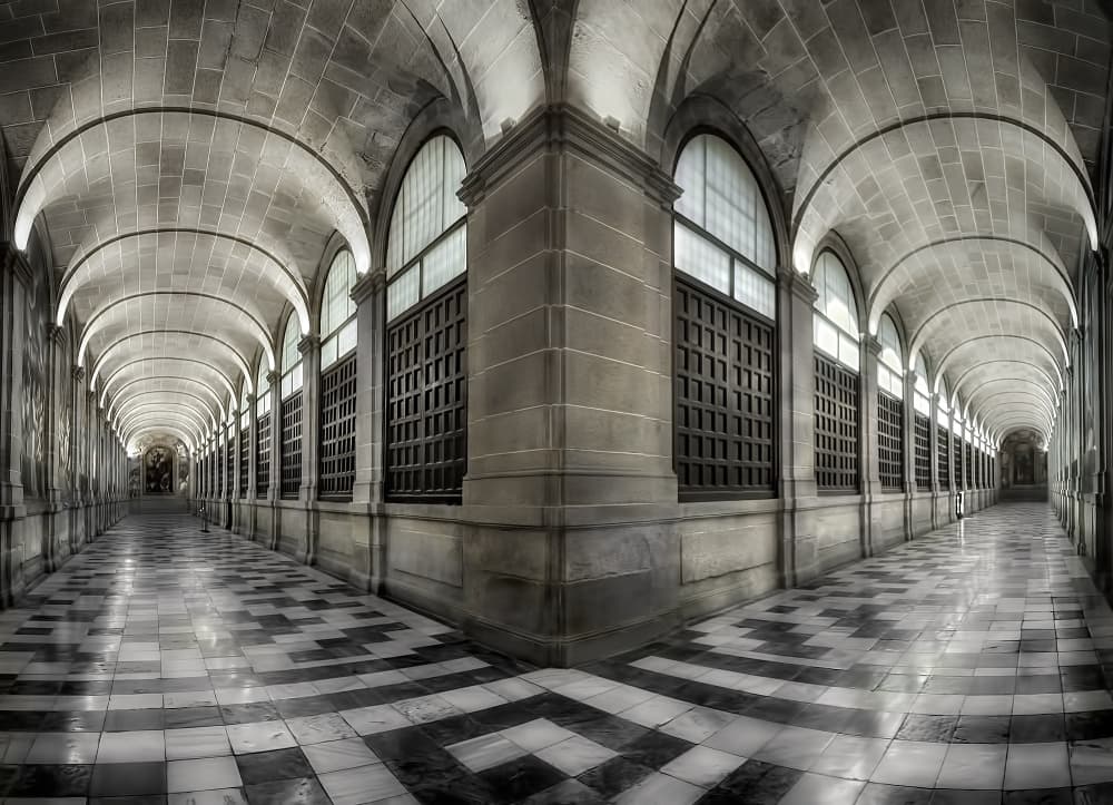 Elegant Vaulted Hallway by Fran Osuna — canvas wall art
