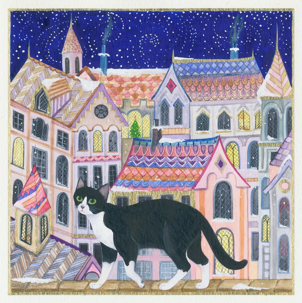 Christmas Eve Cat by Isabelle Brent — canvas wall art