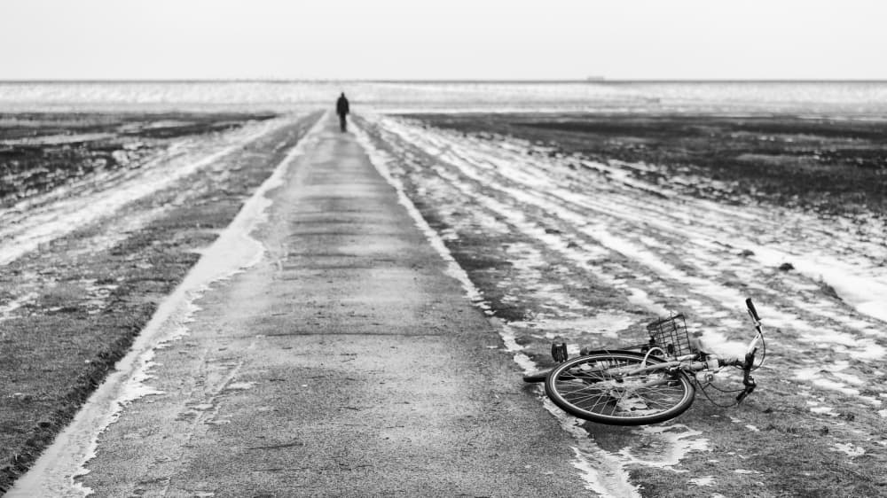 Solitary Walk Winter Path by Andreas Klesse — canvas wall art