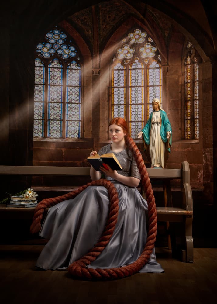 Long Red Hair Sanctuary Reading by Kieran O Mahony AIPF — canvas wall art