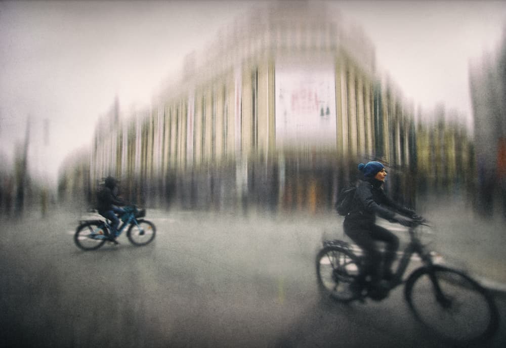 Dynamic City Cycling by Ariel Ariel — canvas wall art