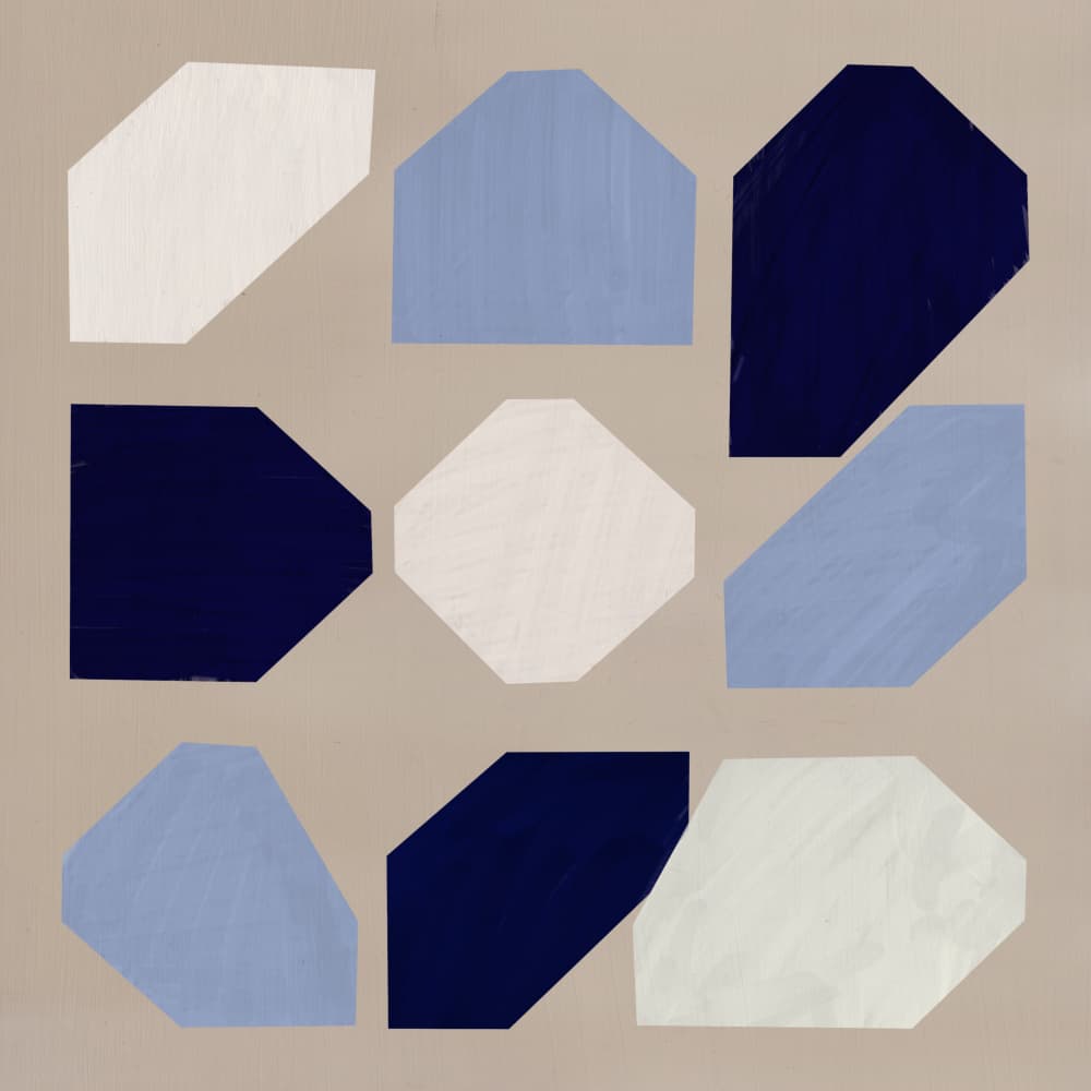 Modern Geometric Blue Shapes by Little Dean — canvas wall art