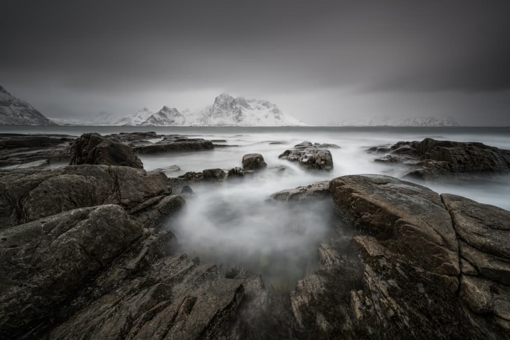 Misty Ocean Rocks by Raymond Hoffmann — canvas wall art