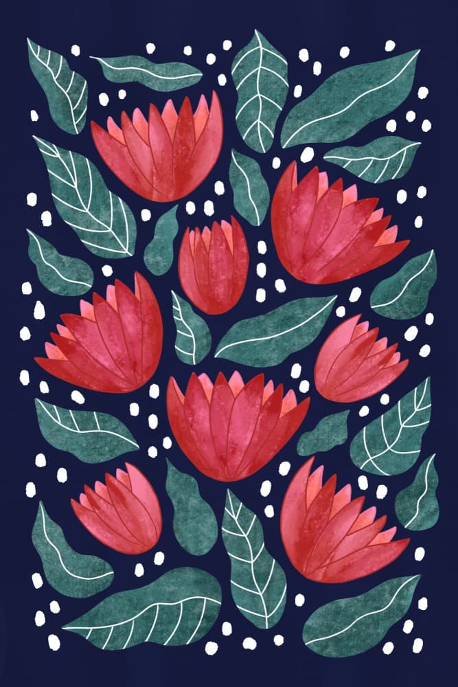 Vibrant Red Blossoms by EMELIEmaria — canvas wall art