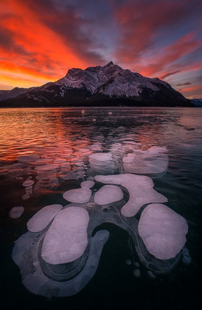 Ice Bubble Mountain Sunset by Lydia Jacobs — canvas wall art