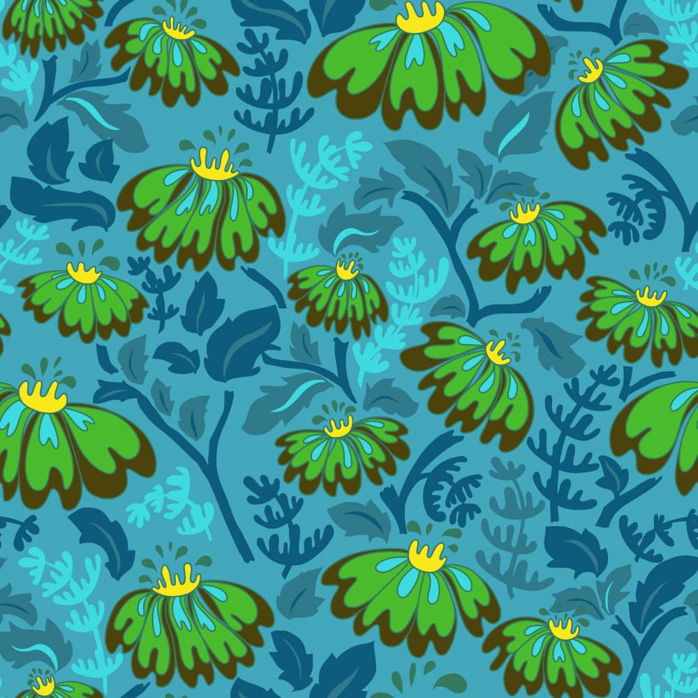 Vibrant Green Blooms by Annick — canvas wall art