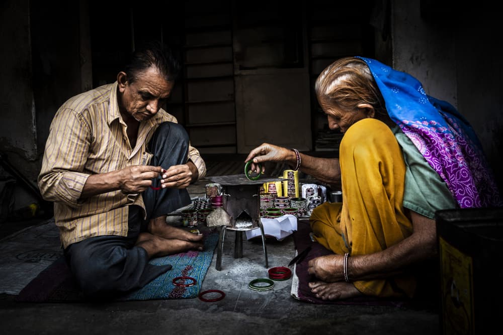 Indian Bangle Artisans by Gloria Staffa — canvas wall art