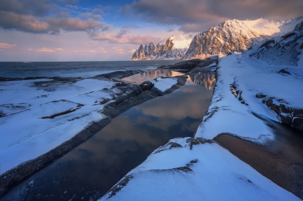 Golden Arctic Mountain Coast by David Martin Castan — canvas wall art