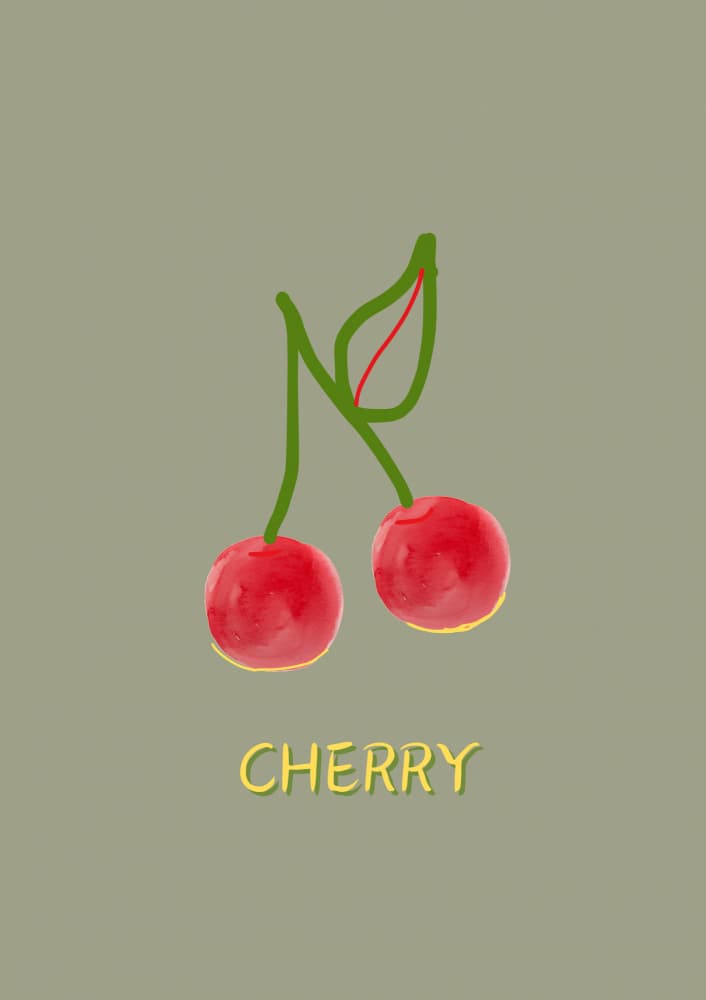 Fresh Cherries Drawing by ART of living — canvas wall art