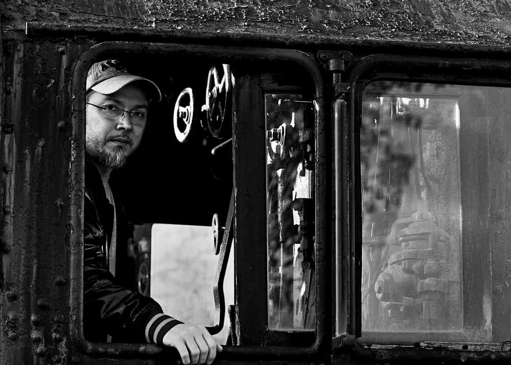 Bearded Man In Train by nebula — canvas wall art