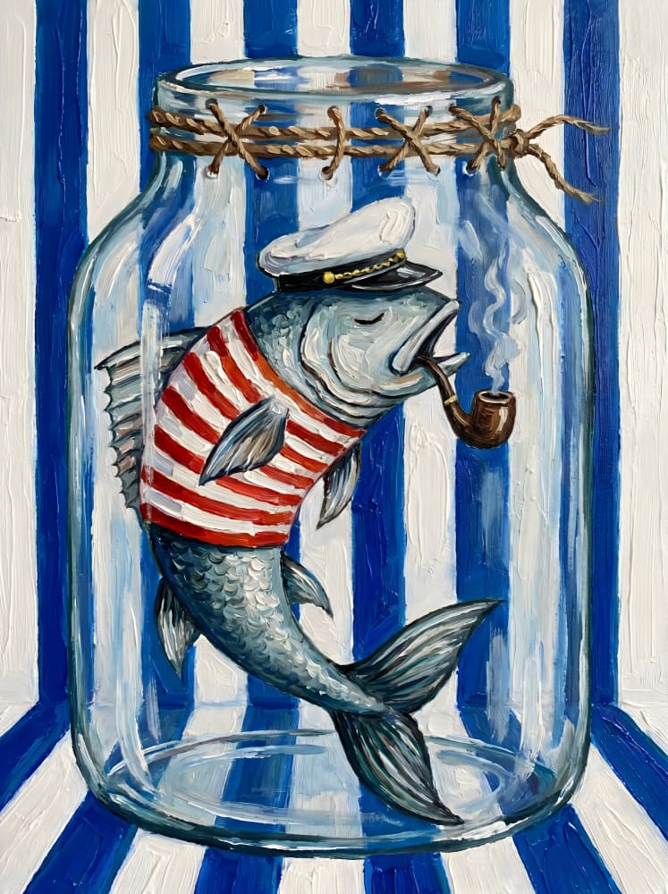 Sailor Fish In A Jar by HUGO — canvas wall art