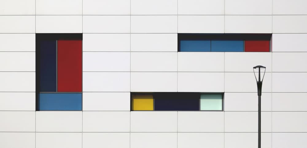 Colorful Geometric Facade by Ivan Huang — canvas wall art