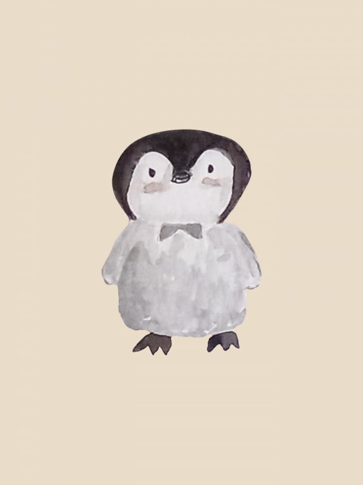 Baby Penguin Bow Tie by Elizabeth C — canvas wall art