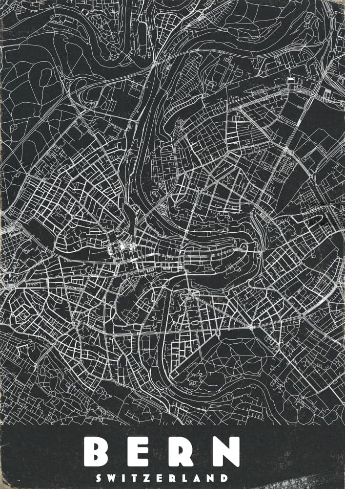 Bern Switzerland City Map by Nicholas — canvas wall art