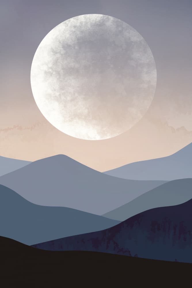 Twilight Mountain Moon by EMELIEmaria — canvas wall art