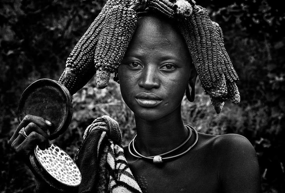 Mursi Woman Corn Headdress by Joxe Inazio Kuesta Garmendia — canvas wall art