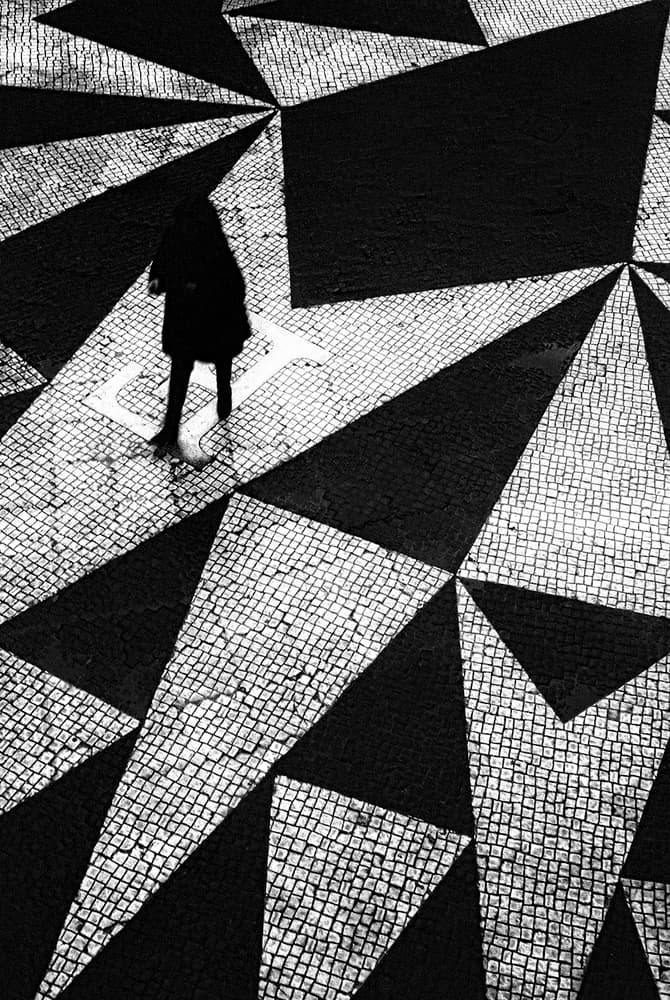 Black White Geometric Walk by Paulo Abrantes — canvas wall art