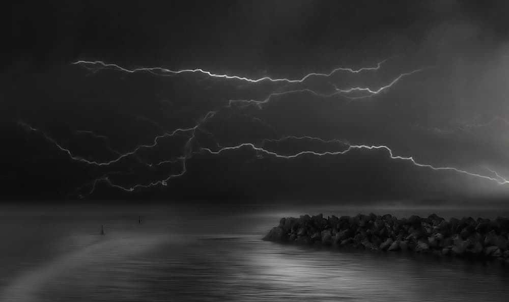 Lightning Over Dark Sea by Yvette Depaepe — canvas wall art